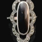 Onyx Ring Marcasite Art Deco Sterling Silver Size 6.2
