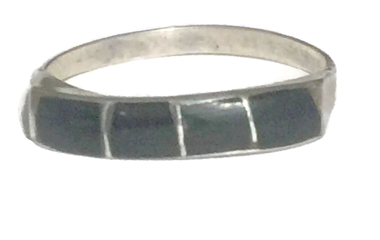 Onyx Band Stacker Southwest Sterling Silver Size 6.25