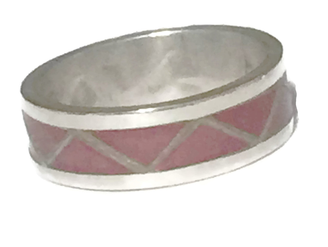 Zuni Coral Band Southwest Ring Sterling Silver Size 5.5