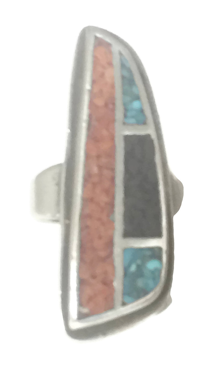 Long Navajo Ring Sterling Silver Southwest Size 6.5