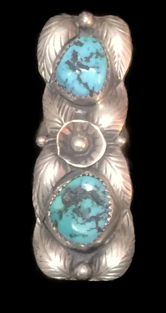 Navajo Ring Long Turquoise Sterling Silver Size 5