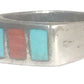 Turquoise Ring Coral Southwest Sterling Silver Size 9