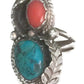 Navajo Ring Turquoise Coral Ring Sterling Silver Size 8