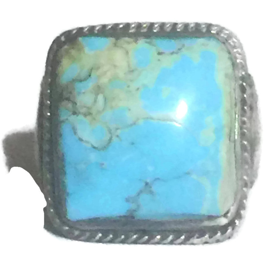 Navajo Ring Turquoise Vintage Sterling Silver Size 9.5