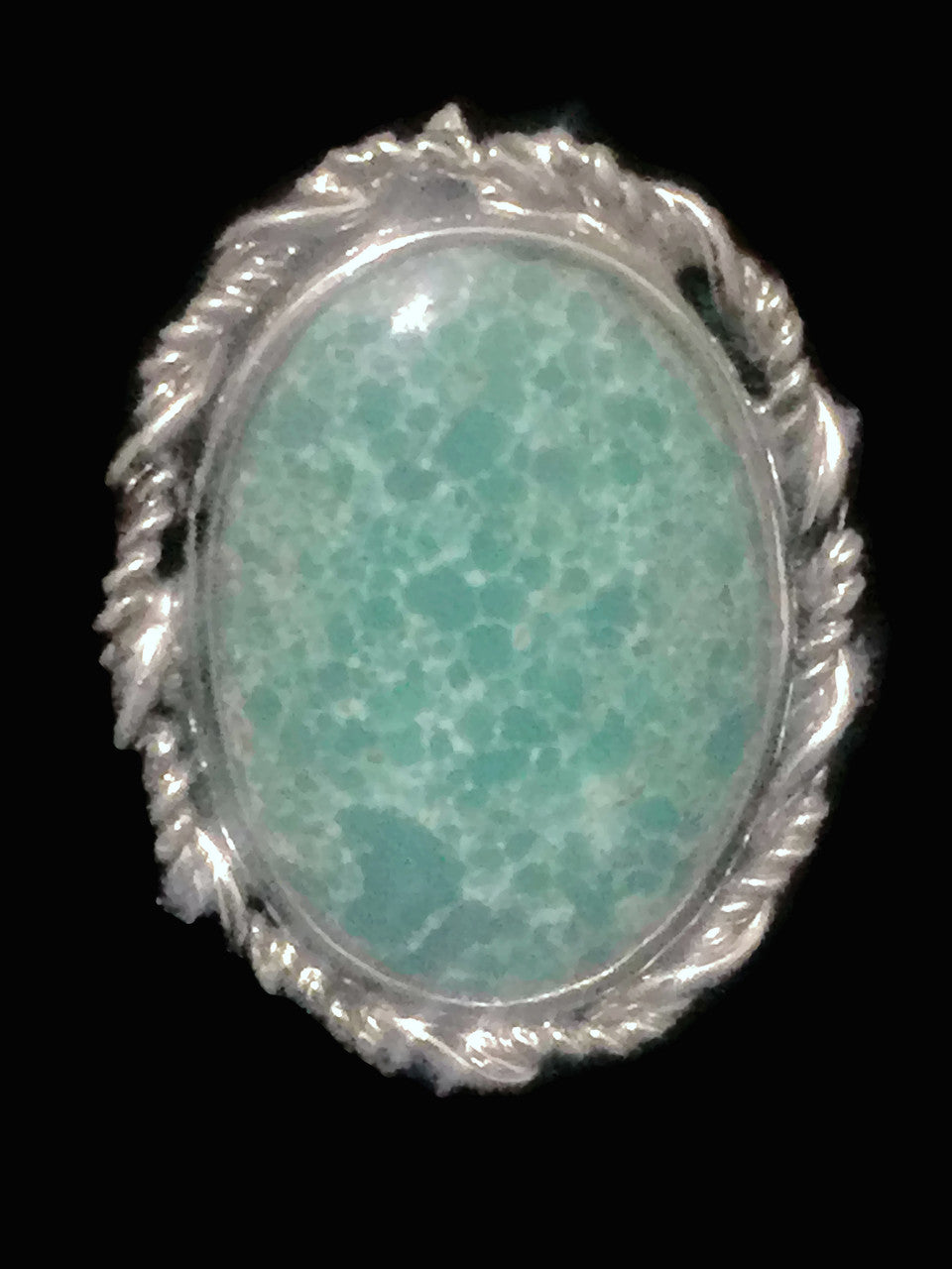 Vintage Green Stone Sterling Silver Girls Size 5.50