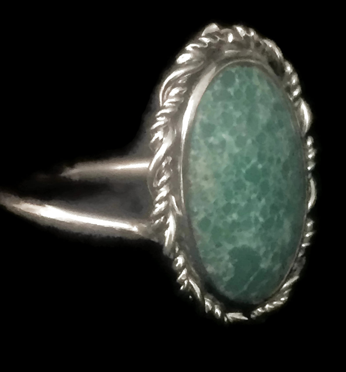 Vintage Green Stone Sterling Silver Girls Size 5.50