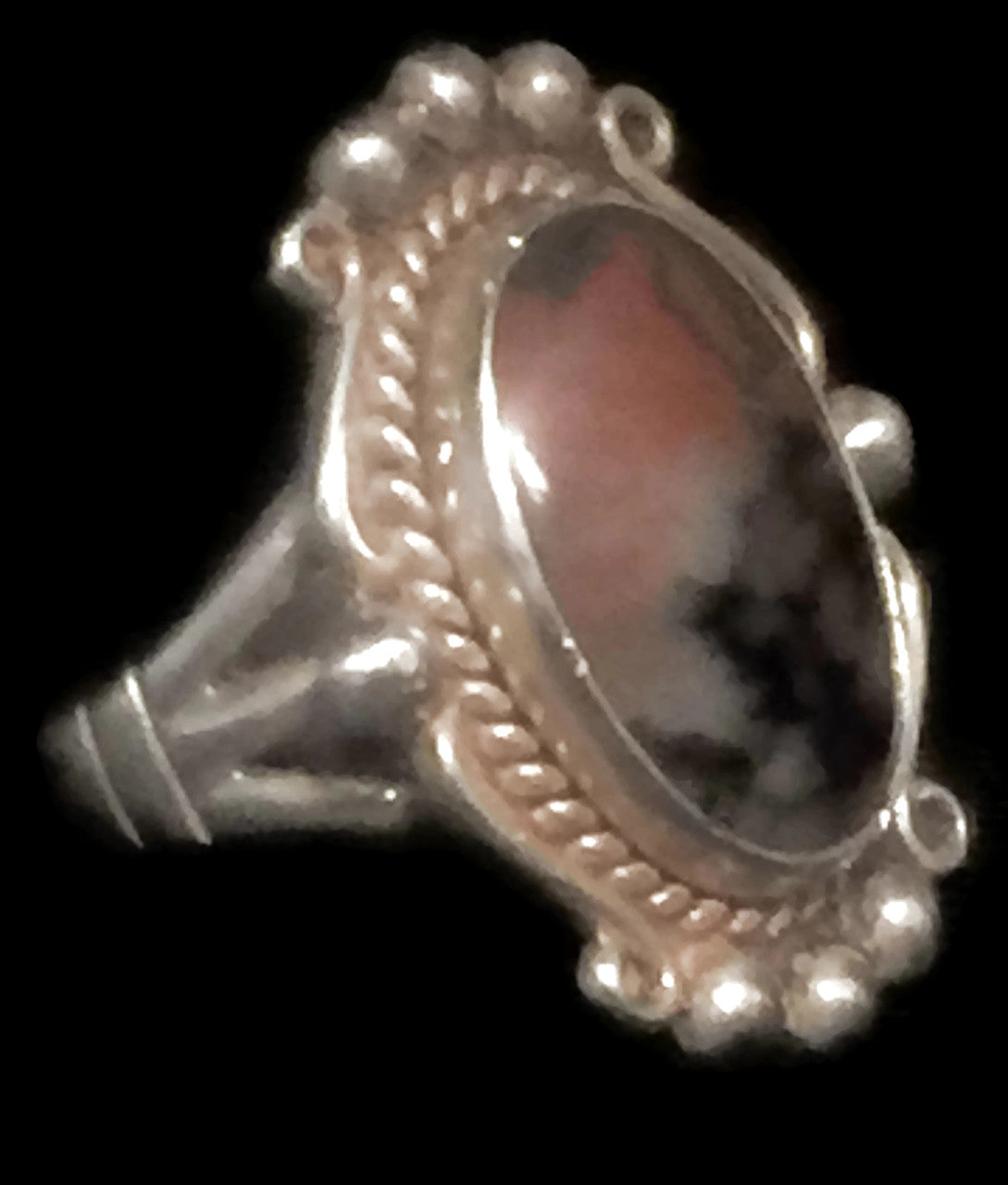 Navajo Ring Sterling Silver Earth Tones Size 5.50