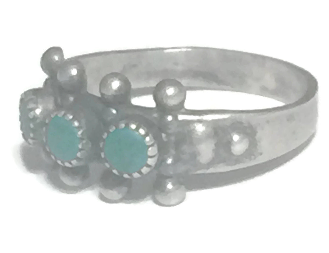 Zuni Ring Petite Point Turquoise Sterling Silver Size 4.50