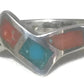 Zig Zag Ring Turquoise Southwest Band Sterling Silver Size 8