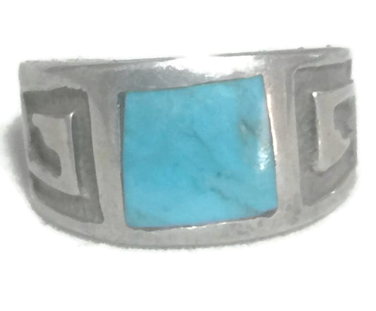 Turquoise Ring Southwest Band Sterling Silver Size
