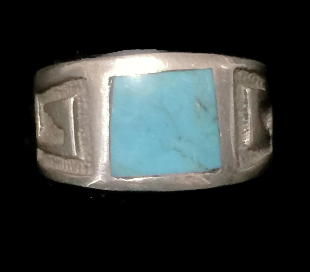 Turquoise Ring Southwest Band Sterling Silver Size