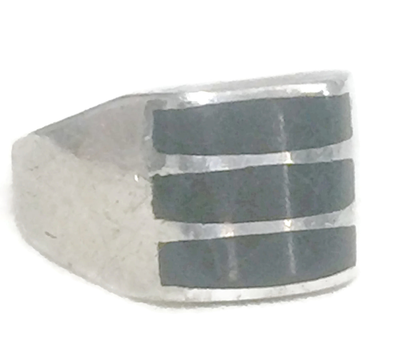 Men Onyx Ring Mexico Sterling Silver Band Size 10.5