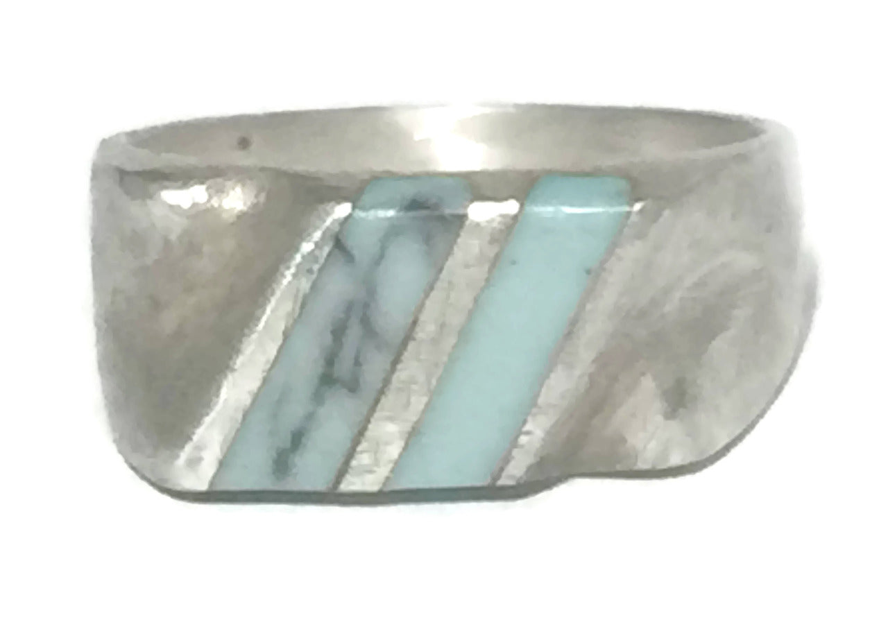 Turquoise Ring Mexico Sterling Silver Men Size 9