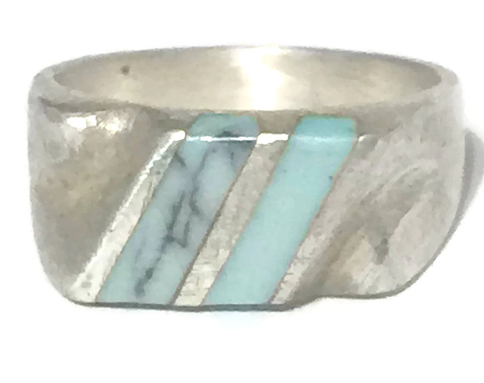 Turquoise Ring Mexico Sterling Silver Men Size 9