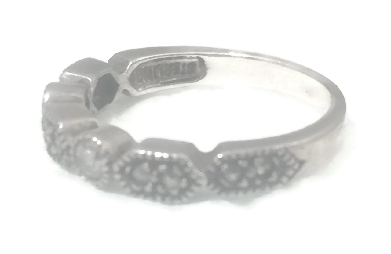 Marcasite Band Art Deco Sterling Silver Ring Size 5.75