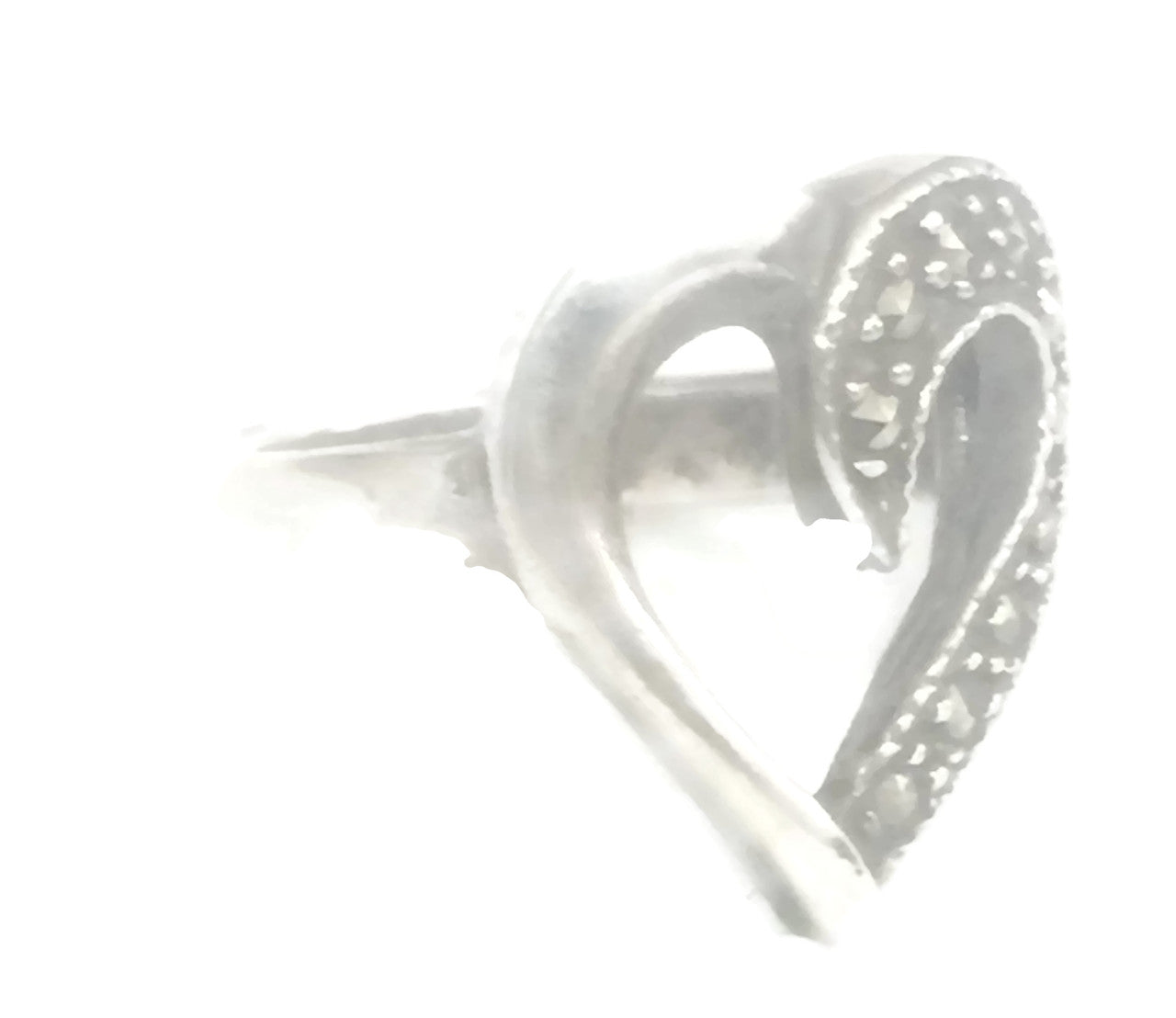 Heart Ring Marcasite Sterling Silver Love Size 6.75