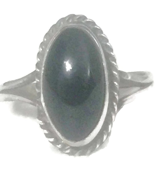Navajo Onyx Ring Southwest Sterling Silver Size 5.75