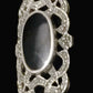 Long Marcasite Ring Onyx Art Deco Sterling Silver Size 5.50