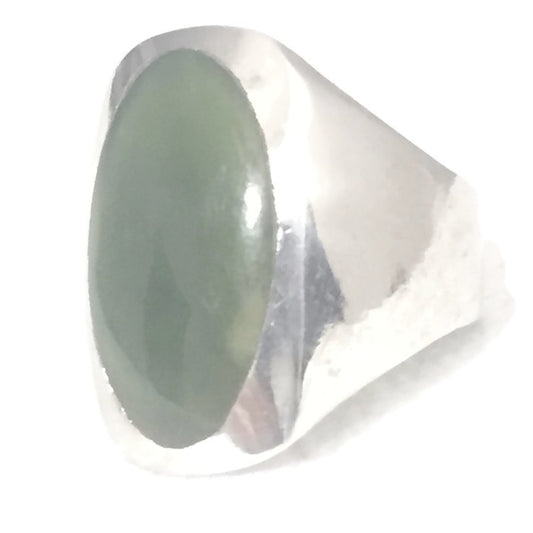 Jade Ring Forest Green Sterling Silver Men Size 8.75