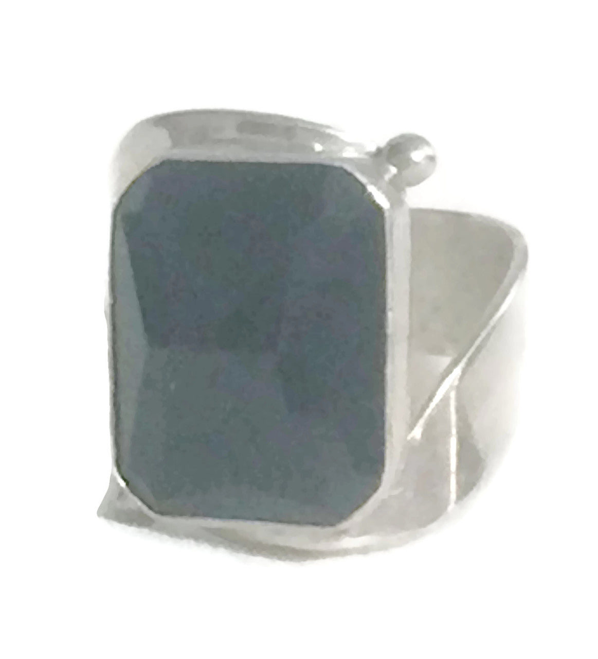 Vintage Onyx Ring Faceted Sterling Silver Size 7.50