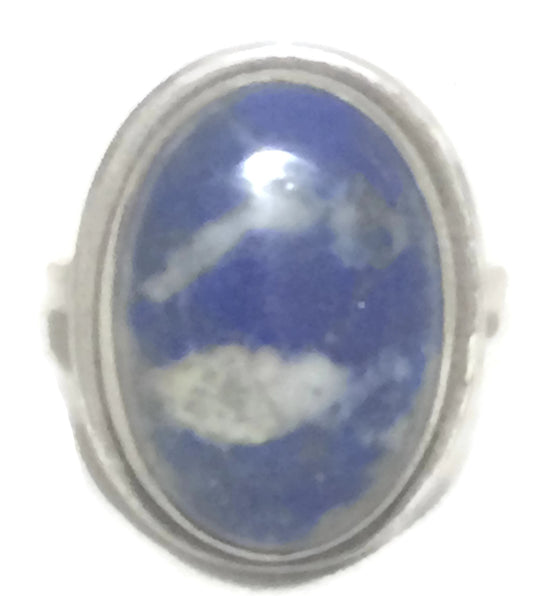Blue Lapis Ring Vintage Sterling Silver Size 6.50