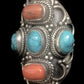 Turquoise Ring Coral Long Knuckle Ring Size 8.50