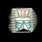 Zuni Ring Turquoise Onyx Vintage Sterling Silver Size 9.7