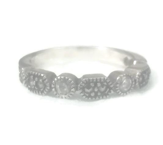 Marcasite Band Art Deco Sterling Silver Ring Size 5.75