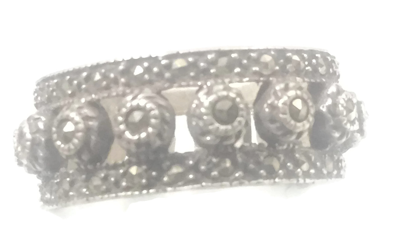 Marcasite Band Art Deco Sterling Silver Size 8.75