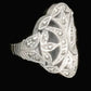 Marcasite Ring Art Deco Moon Sterling Silver Size 5.5