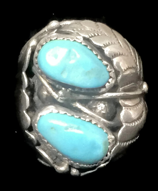 Navajo Ring Turquoise Men  Sterling Silver  Size 11.75