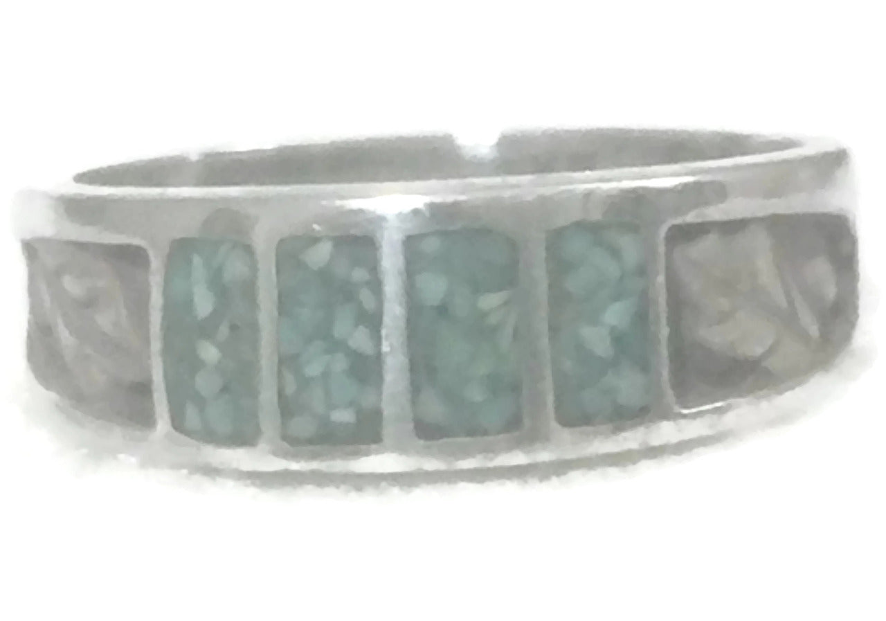Turquoise Band Southwest Ring Sterling Silver Size 7.5