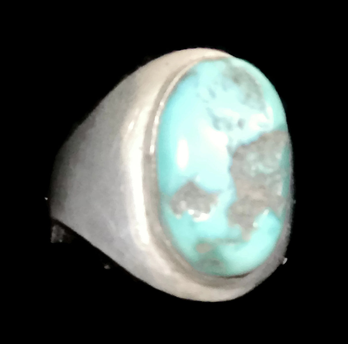 Navajo Turquoise Ring Vintage Sterling Silver Ring Signed JM  Size 6.25