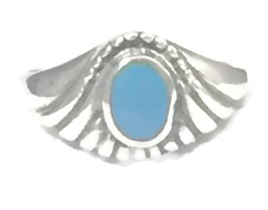 Turquoise Ring Vintage Southwest Sterling Silver Ring  Size 8.75