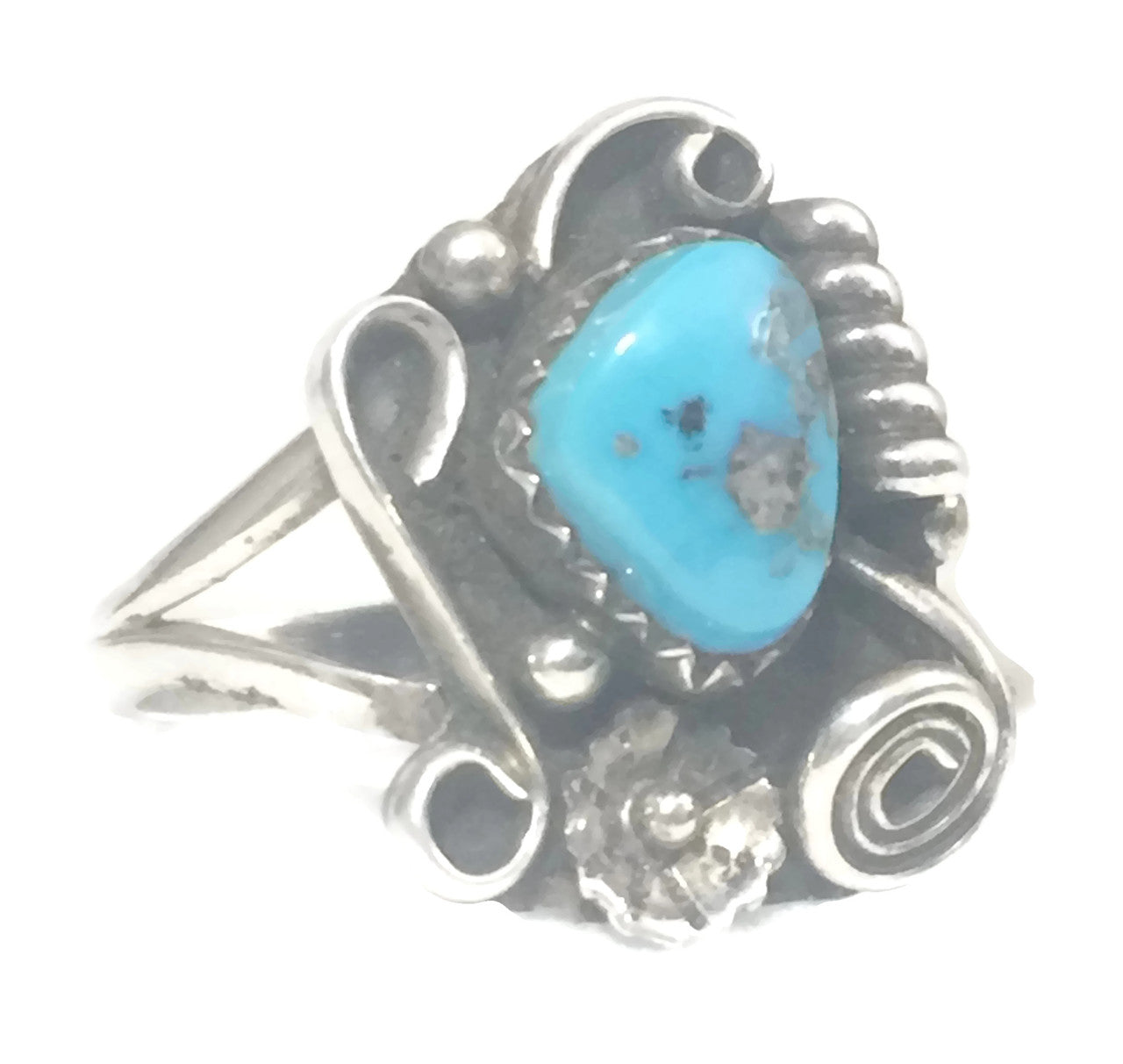 Navajo Turquoise Ring Vintage Southwest Sterling Silver Ring Size 5