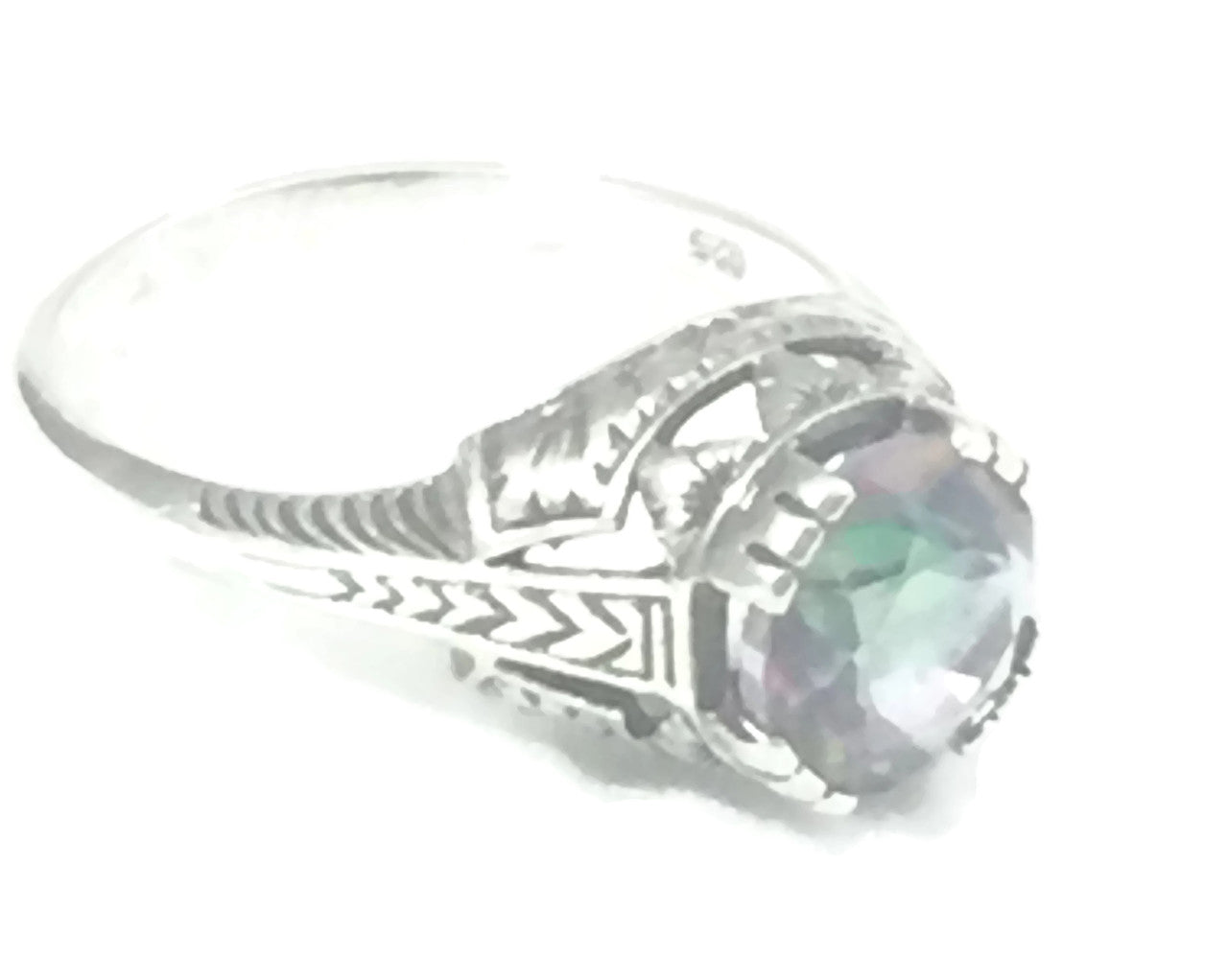 Mystic Topaz Ring Vintage Sterling Silver Ring  Size 5.50