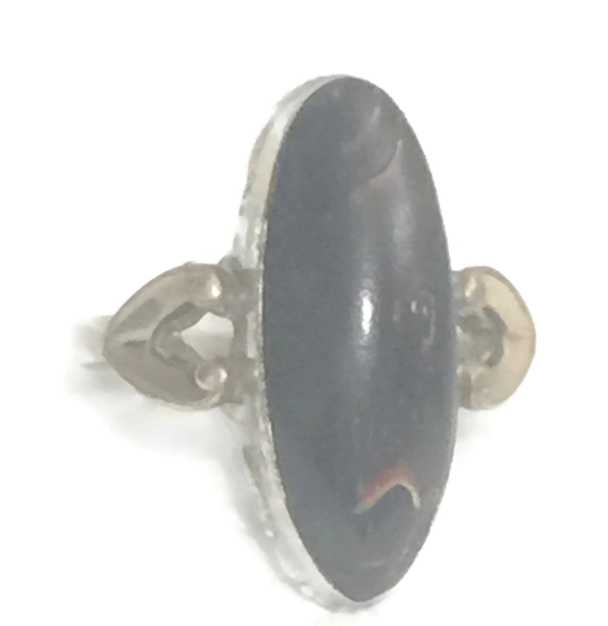 Vintage Long Brown Ring Sterling Silver Size 6.50  Petrified Wood?