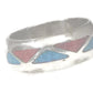 Zuni Band Turquoise Coral Chip Wedding Tribal Ring Sterling Silver Size 9