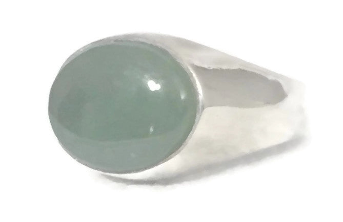 Jade Ring Sterling Silver Size 9.75