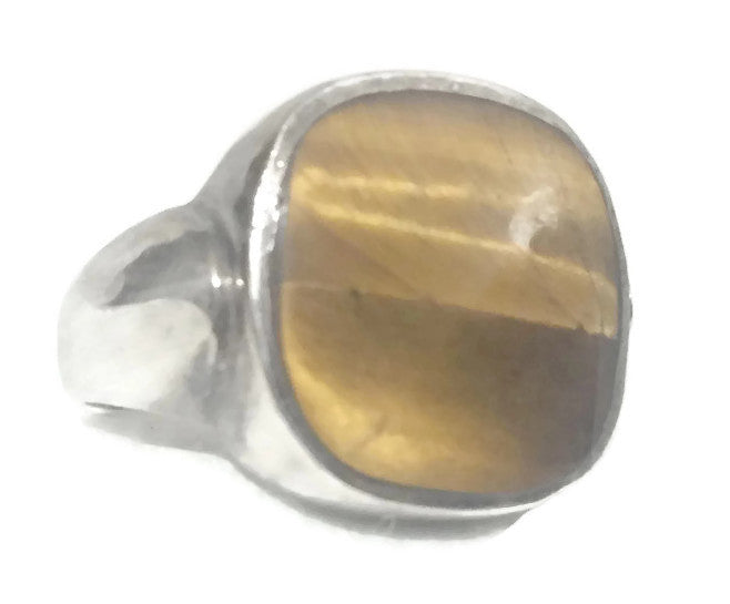 Tiger Eye Ring Southwest Sterling Silver Size 10