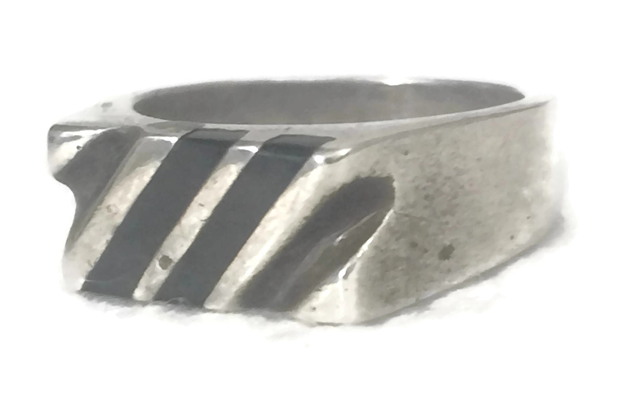 Onyx Band Southwest Sterling Silver Mexico Size 6.5