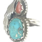 Navajo Ring Coral Turquoise Sterling Silver Size 3.7