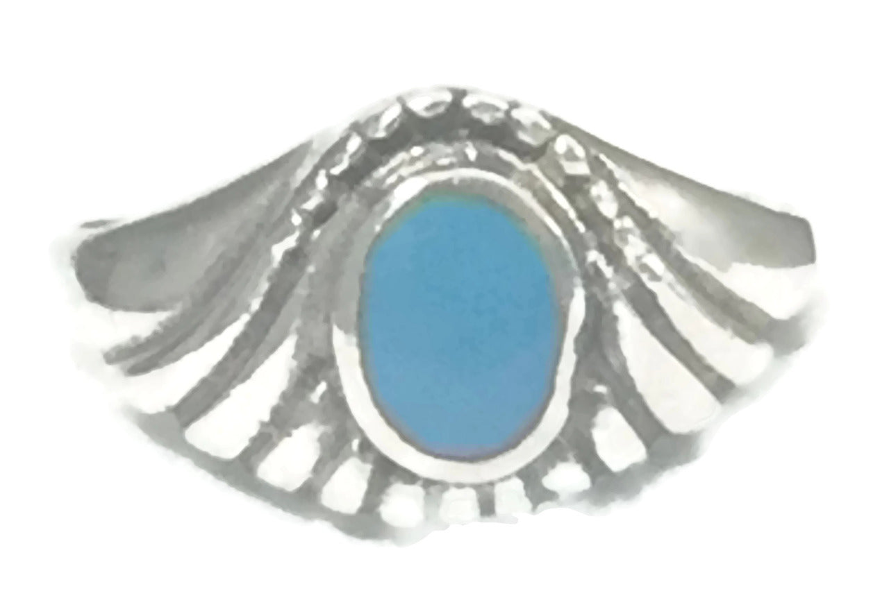 Turquoise Ring Vintage Southwest Sterling Silver Ring  Size 8.75