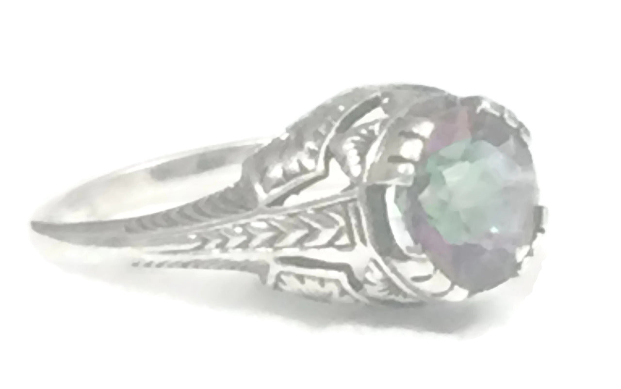 Mystic Topaz Ring Vintage Sterling Silver Ring  Size 5.50