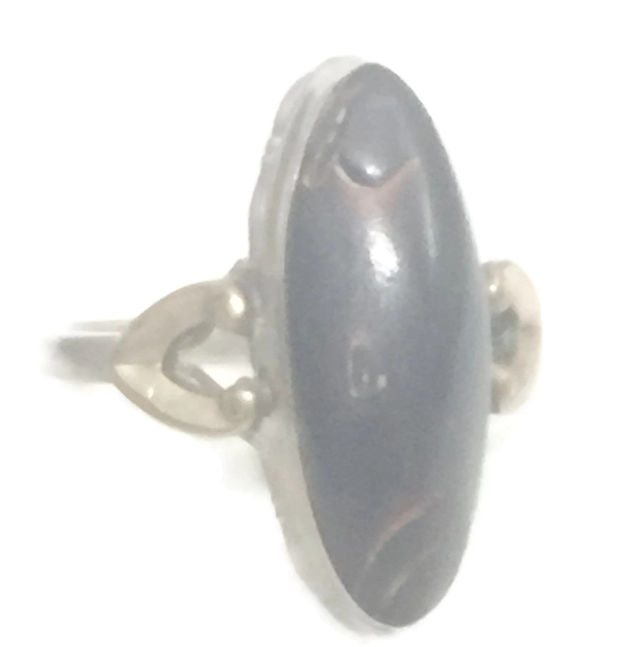 Vintage Long Brown Ring Sterling Silver Size 6.50  Petrified Wood?