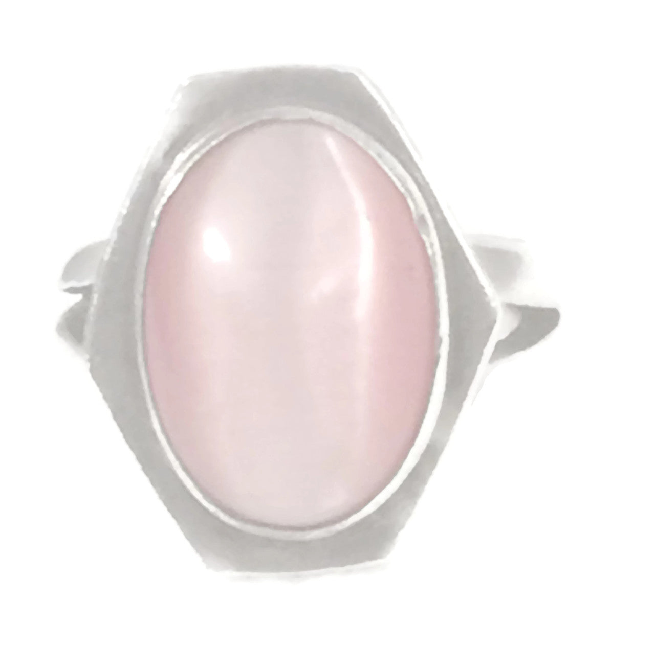 Pink Cats Eye Ring Southwest Vintage Sterling Silver Ring  Size 6