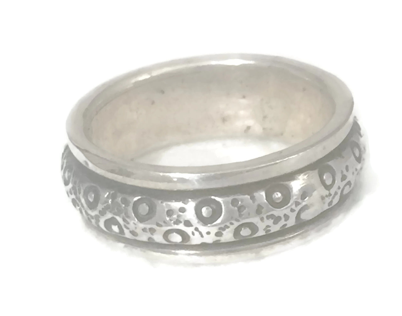 Men Spinner Ring or Band Vintage Sterling Silver Geometric Design  Circles Size 10.50