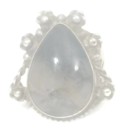 Labradorite Ring Southwest Teardrop Vintage Sterling Silver  Size 5.50