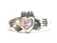 Claddagh ring sterling silver pink crystal  St Patrick's Day  variety of sizes